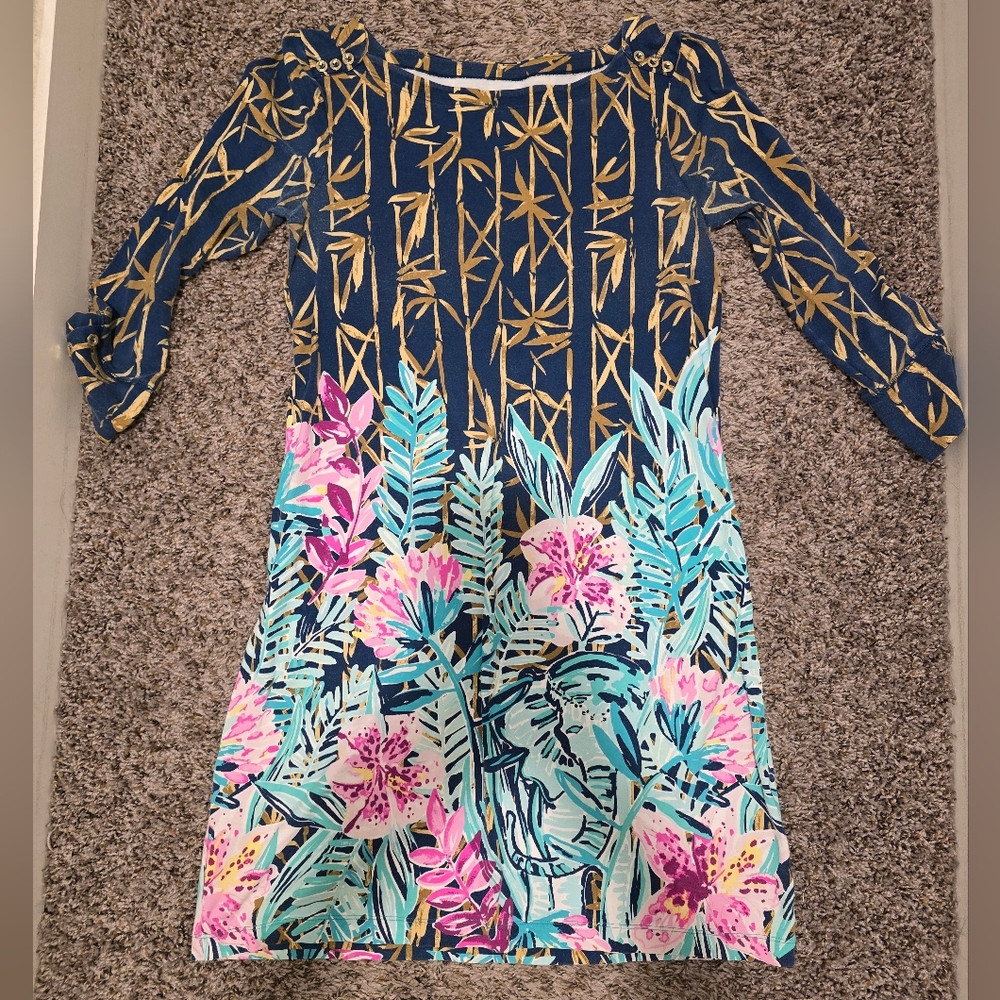 Lilly Pulitzer Dress in Blue, Pink, and Gold